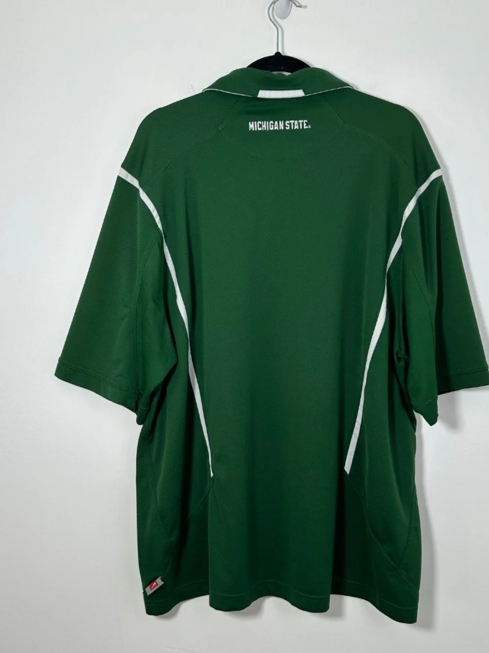 NIKE Team Fit Dry Michigan State Spartans Mens XL Polo Shirt Green/White Golf